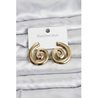 316L Çelik Gold Renk Sarmal Modelli Kadın Küpe TJ-BKP11508