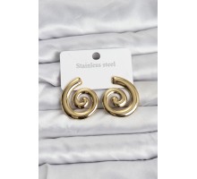 316L Çelik Gold Renk Sarmal Modelli Kadın Küpe - TJ-BKP11508
