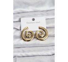 316L Çelik Gold Renk Sarmal Modelli Kadın Küpe - TJ-BKP11508