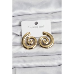 316L Çelik Gold Renk Sarmal Modelli Kadın Küpe TJ-BKP11508