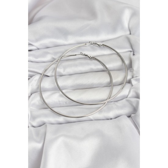 316L Çelik Gümüş Renk 75 mm Halka Küpe - TJ-BKP11509