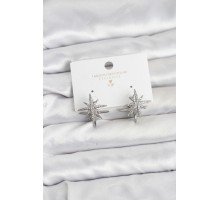 Gümüş Renk Pirinç Çift Taraflı Kutup Yıldızı Kadın Küpe - TJ-BKP11511