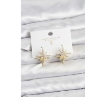 Gold Renk Pirinç Çift Taraflı Kutup Yıldızı Kadın Küpe - TJ-BKP11512