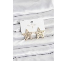 Gold Renk Pirinç Zirkon Taşlı Yıldız Model Kadın Küpe - TJ-BKP11514