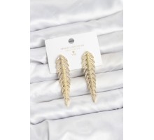 Pirinç Gold Renk Balık Sırtı Model Zirkon Taşlı Kadın Küpe - TJ-BKP11516