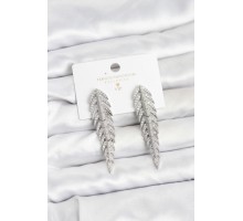 Pirinç Gümüş Renk Balık Sırtı Model Zirkon Taşlı Kadın Küpe - TJ-BKP11517