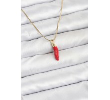 316L Çelik Gold Renk Kapya Kırmızı Biber Model Kadın Kolye - TJ-BKO10810