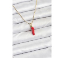 316L Çelik Gold Renk Kapya Kırmızı Biber Model Kadın Kolye - TJ-BKO10810