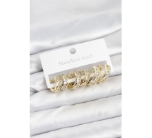 316L Çelik Gold Renk Su Yolu Halka Küpe Seti - TJ-BKP11522