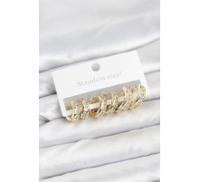 316L Çelik Gold Renk Su Yolu Halka Küpe Seti - TJ-BKP11522