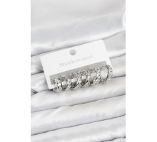 316L Çelik Gümüş Renk Su Yolu Halka Küpe Seti - TJ-BKP11523