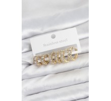 316L Çelik Gold Renk Baget Zirkon Taşlı Halka Küpe Seti - TJ-BKP11528