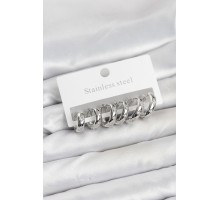 316L Çelik Gümüş Renk Zirkon Taşlı Kutup Yıldızı Model Halka Küpe Seti - TJ-BKP11531