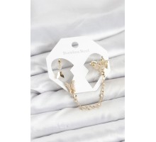 Pirinç Gold Renk Kelebek Model Zincir Bağlantılı Ear Cuff Küpe Seti - TJ-BKP11534