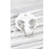 Pirinç Gümüş Renk Kelebek Model Zincir Bağlantılı Ear Cuff Küpe Seti - TJ-BKP11535