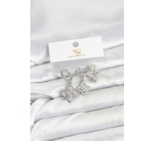 Pirinç Gümüş Renk Yonca Model YSX Trio Küpe Seti - TJ-BKP11553