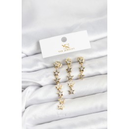 Pirinç Gold Renk Yıldız Model YSX Trio Küpe Seti TJ-BKP11554