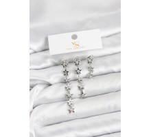 Pirinç Gümüş Renk Yıldız Model YSX Trio Küpe Seti - TJ-BKP11555