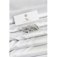 Pirinç Gümüş Renk Zirkon Taşlı Halka Yılan Model YSX Trio Küpe Seti TJ-BKP11573