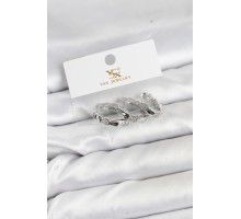Pirinç Gümüş Renk Zirkon Taşlı Halka Yılan Model YSX Trio Küpe Seti - TJ-BKP11573