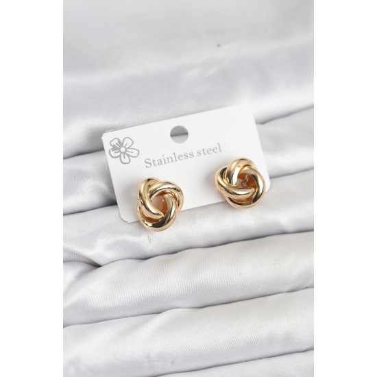 316L Çelik Gold Renk Sarmal Model Kadın Küpe - TJ-BKP11576