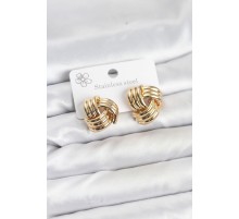 316L Çelik Gold Renk Sarmal Model Kadın Küpe - TJ-BKP11578