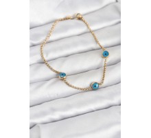 316L Çelik Gold Renkli Nazar Boncuk Model Kadın Bileklik - TJ-BB8164