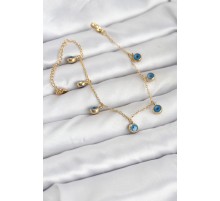 316L Çelik Gold Renk Minimal Nazar Model Kadın Bileklik - TJ-BB8165