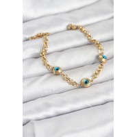 316L Çelik Nazar Model Gold Renk Kadın Bileklik TJ-BB8166