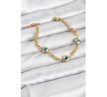 316L Çelik Nazar Model Gold Renk Kadın Bileklik - TJ-BB8166