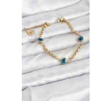 316L Çelik Nazar Model Gold Renk Kadın Bileklik - TJ-BB8167