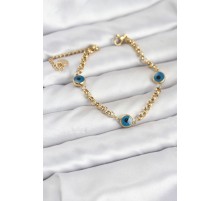 316L Çelik Nazar Model Gold Renk Kadın Bileklik - TJ-BB8167