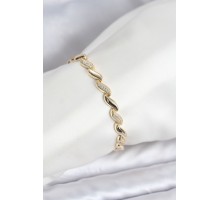 Gold Renk Sıralı Damla Model Zirkon Taşlı Pirinç Kadın Bileklik - TJ-BB8169