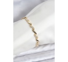 Gold Renk Sıralı Damla Model Zirkon Taşlı Pirinç Kadın Bileklik - TJ-BB8169