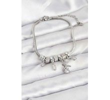 Pirinç Gümüş Renk Tinkerbell Charmlı Kadın Bileklik - TJ-BB8188