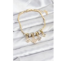 Pirinç Gold Renk Yonca Model Kadın Bileklik - TJ-BB8195