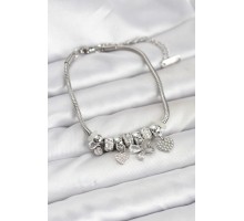 Kelebek Charmlı Gümüş Renk Kadın Bileklik - TJ-BB8218