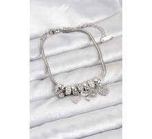Kelebek Charmlı Gümüş Renk Kadın Bileklik - TJ-BB8218