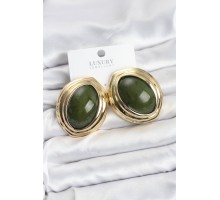 Pirinç Yeşil Badem Model Vintage Gold Kadın Küpe - TJ-BKP11591