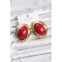 Pirinç Kırmızı Badem Model Vintage Gold Kadın Küpe TJ-BKP11592