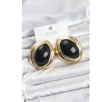 Pirinç Siyah Badem Model Vintage Gold Kadın Küpe - TJ-BKP11593