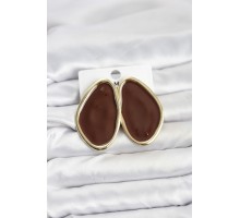 Pirinç Kahverengi Mineli Damla Model Vintage Plaka Kadın Küpe - TJ-BKP11595