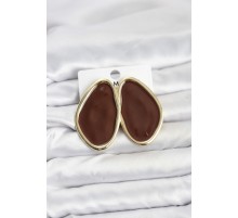 Pirinç Kahverengi Mineli Damla Model Vintage Plaka Kadın Küpe - TJ-BKP11595