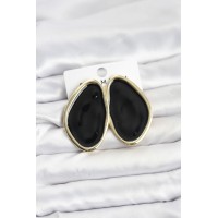 Pirinç Siyah Mineli Damla Model Vintage Plaka Kadın Küpe TJ-BKP11596