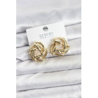 Gold Renk Pirinç Keskin Sarmal Model Kadın Küpe TJ-BKP11600
