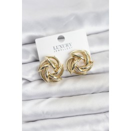 Gold Renk Pirinç Keskin Sarmal Model Kadın Küpe TJ-BKP11600