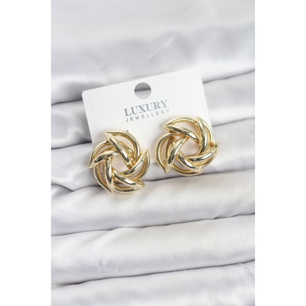 Gold Renk Pirinç Keskin Sarmal Model Kadın Küpe - TJ-BKP11600