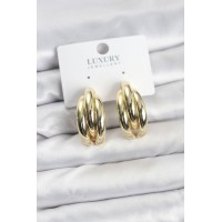 Gold Renk Pirinç Yarım Halka Model Kadın Küpe TJ-BKP11602