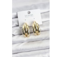 Gold Renk Pirinç Yarım Halka Model Kadın Küpe - TJ-BKP11602