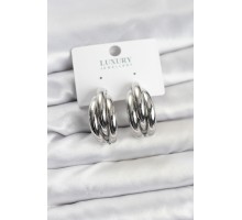 Gümüş Renk Pirinç Yarım Halka Model Kadın Küpe - TJ-BKP11603